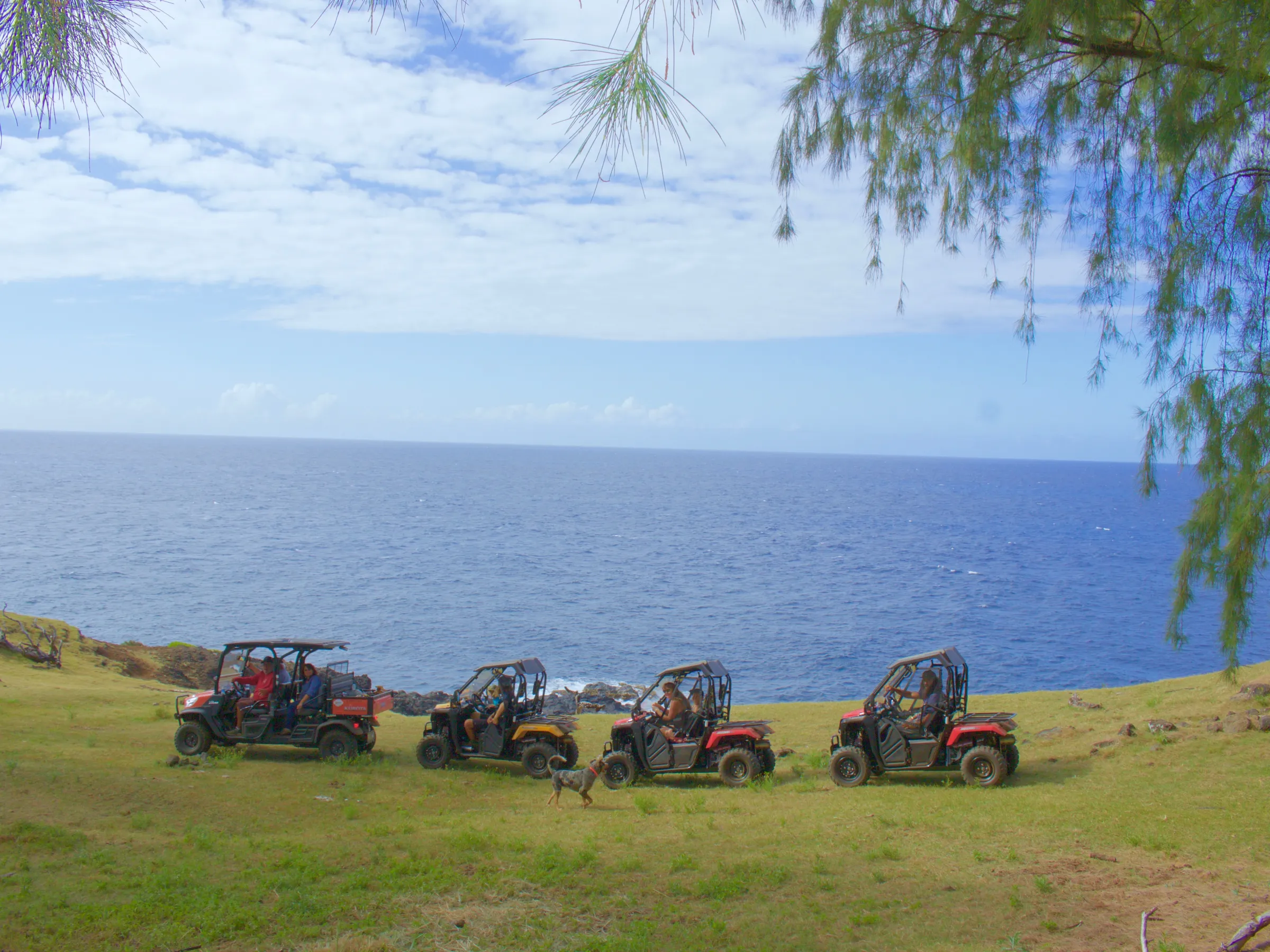 ATV in a line by the ocean